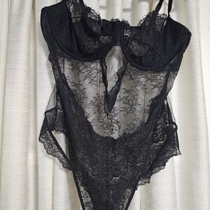 Victoria's Secret Black Lace Bodysuit